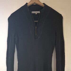 Rebecca Beeson Thermal Waffle Knit Zip Longsleeve Top Gray 2 S Minimalist Y2K